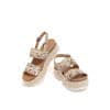 Womens Casual Espadrilles with Trim Flatform Studded Wedge