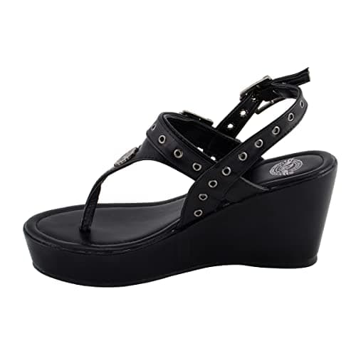 Milwaukee Leather Women's Black Wedge Casual Sandals
