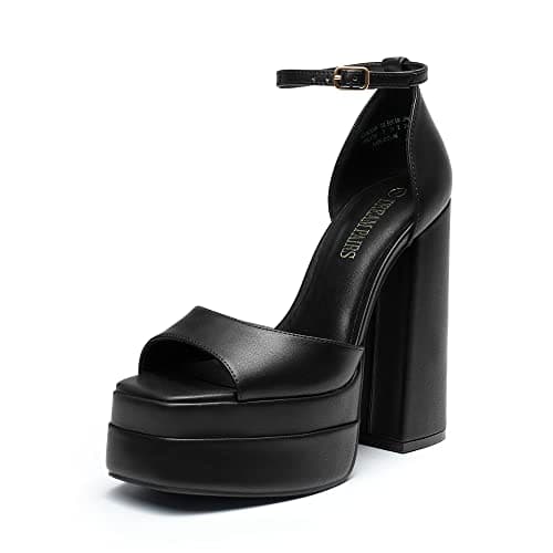Dream Pairs Chunky Block Platform Heels for Women-Ankle Strap Open Square Toe Sandals
