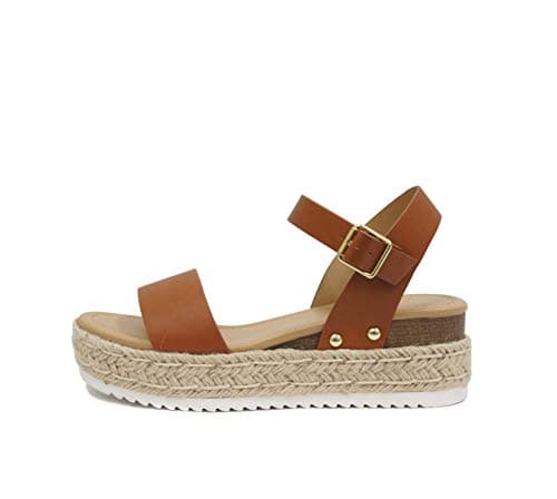 Womens Casual Espadrilles with Trim Flatform Studded Wedge