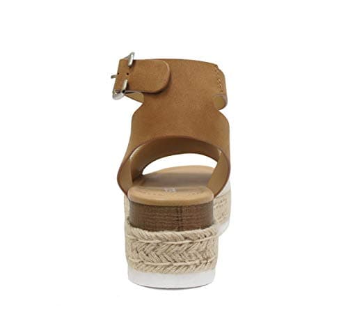 Soda Open Toe Buckle Ankle Strap Flatform Wedge Casual Espadrille Sandal