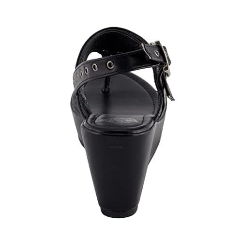 Milwaukee Leather Women's Black Wedge Casual Sandals