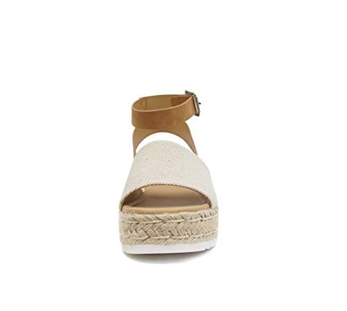 Soda Open Toe Buckle Ankle Strap Flatform Wedge Casual Espadrille Sandal