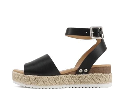 Womens Casual Espadrilles with Trim Flatform Studded Wedge
