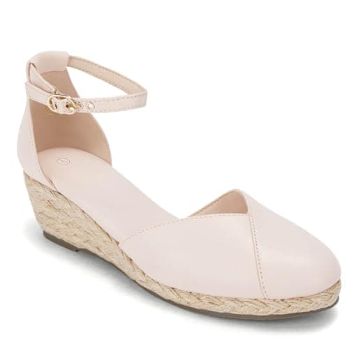 Juliet Holy Women's Closed Toe Platform Ankle Strap Espadrille Wedges