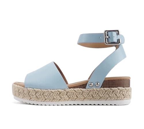 Womens Casual Espadrilles with Trim Flatform Studded Wedge