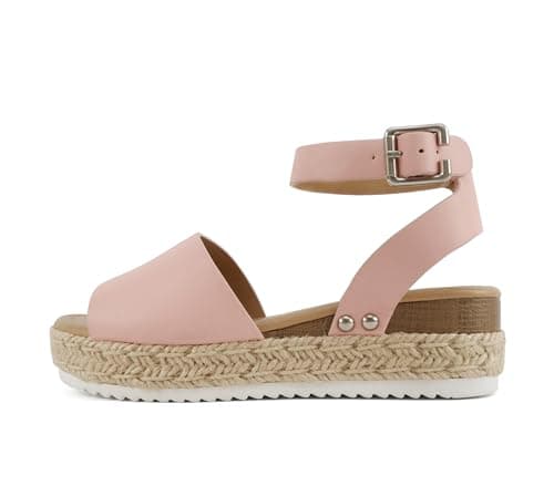 Womens Casual Espadrilles with Trim Flatform Studded Wedge
