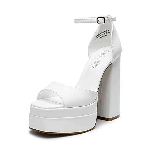 Dream Pairs Chunky Block Platform Heels for Women-Ankle Strap Open Square Toe Sandals