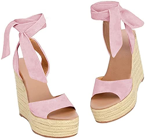 Liyuandian Women's Espadrille Wedges with Ankle Strap Heels