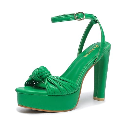 Amoji Women's Platform Braided Ankle Strap Sandals