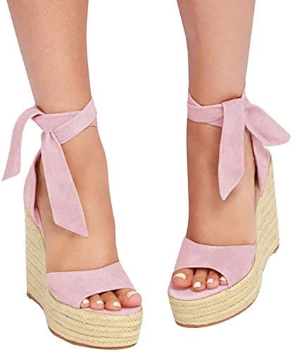 Liyuandian Women's Espadrille Wedges with Ankle Strap Heels