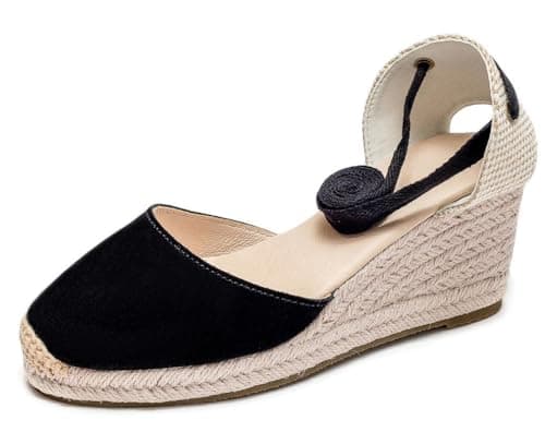 U-lite Womens Espadrille Wedge Sandals Ankle Strap Slingback