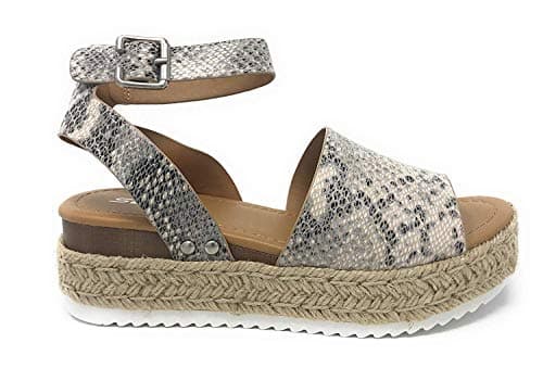 Womens Casual Espadrilles with Trim Flatform Studded Wedge