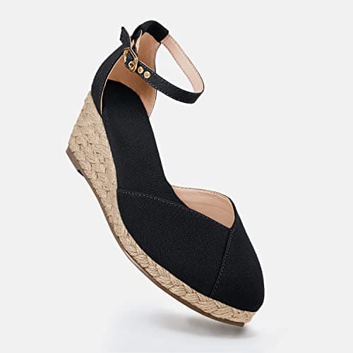Juliet Holy Women's Closed Toe Platform Ankle Strap Espadrille Wedges