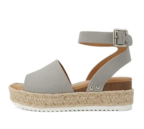Soda Open Toe Buckle Ankle Strap Flatform Wedge Casual Espadrille Sandal