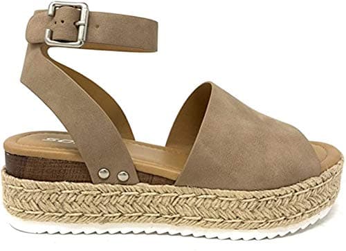 Womens Casual Espadrilles with Trim Flatform Studded Wedge