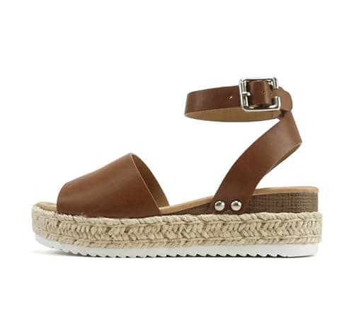 Womens Casual Espadrilles with Trim Flatform Studded Wedge