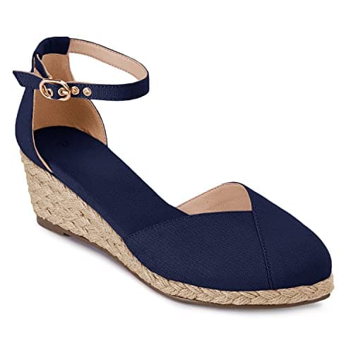 Juliet Holy Women's Closed Toe Platform Ankle Strap Espadrille Wedges