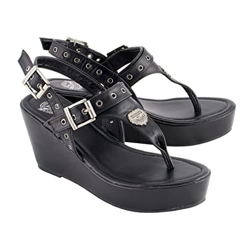 Milwaukee Leather Women's Black Wedge Casual Sandals