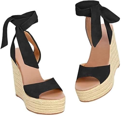 Liyuandian Women's Espadrille Wedges with Ankle Strap Heels