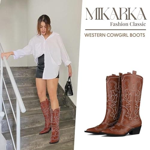 Mikarka Women's Embroidered Cowboy Boots