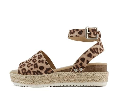 Womens Casual Espadrilles with Trim Flatform Studded Wedge