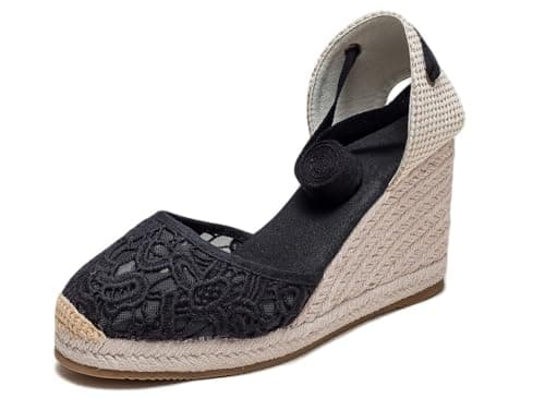 U-lite Womens Espadrille Wedge Sandals Ankle Strap Slingback