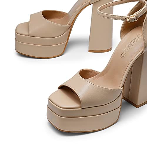 Dream Pairs Chunky Block Platform Heels for Women-Ankle Strap Open Square Toe Sandals