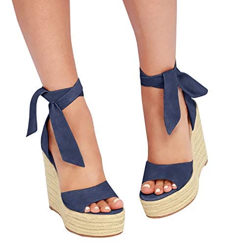 Liyuandian Women's Espadrille Wedges with Ankle Strap Heels