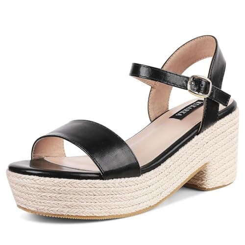 Women's Platform Espadrille Sandals with Ankle Strap for Summer Beach Resort