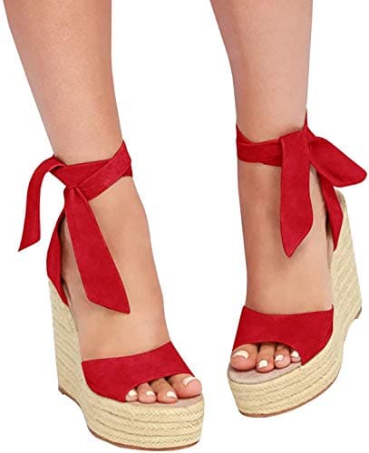 Liyuandian Women's Espadrille Wedges with Ankle Strap Heels