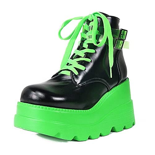 Refined and simplified title: Holographic Lace-Up Ankle Boots with Studded Buckle Detail for Women