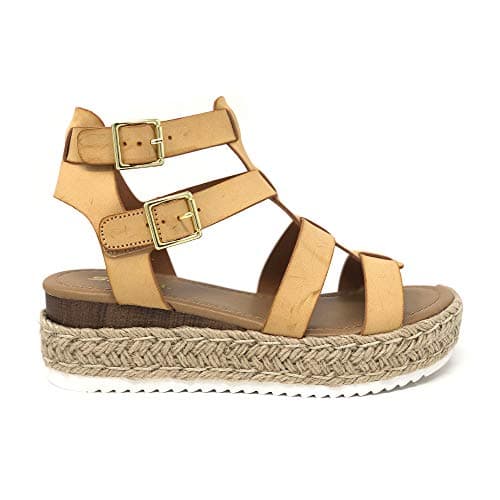 Womens Casual Espadrilles with Trim Flatform Studded Wedge
