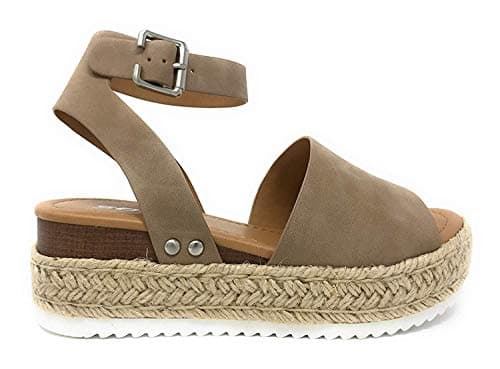 Womens Casual Espadrilles with Trim Flatform Studded Wedge
