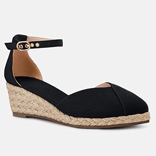 Juliet Holy Women's Closed Toe Platform Ankle Strap Espadrille Wedges