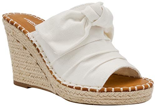 Womens LONDON FOG Heidi Espadrille Wedge Sandals with Bow Detail