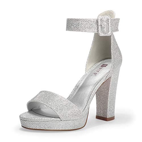 IDIFU Women's Sabrina Platform Heeled Sandals Wedding Party Ankle Strap Shoes