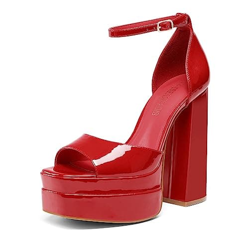 Dream Pairs Chunky Block Platform Heels for Women-Ankle Strap Open Square Toe Sandals