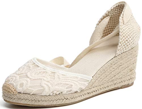 U-lite Womens Espadrille Wedge Sandals Ankle Strap Slingback