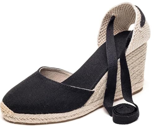 U-lite Womens Espadrille Wedge Sandals Ankle Strap Slingback
