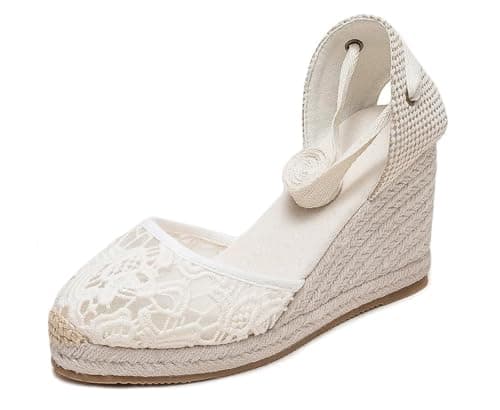 U-lite Womens Espadrille Wedge Sandals Ankle Strap Slingback