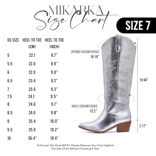 Western Cowgirl Boots for Women - Ladies Knee-High Country Boots with Side Zipper and Classic Embroidery