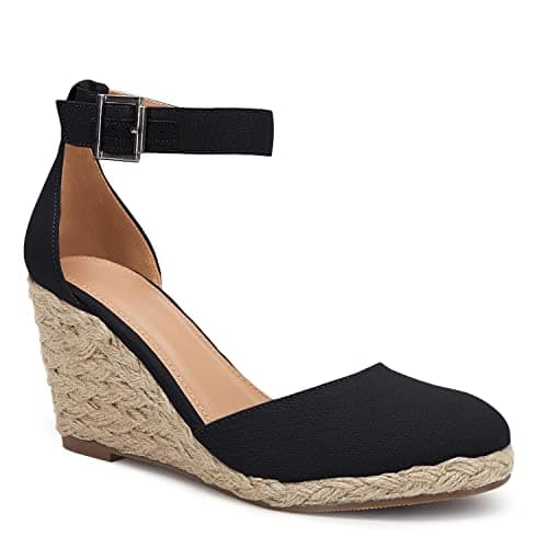 JeimPoey Womens Platform Espadrille Wedge Sandals with Ankle Strap