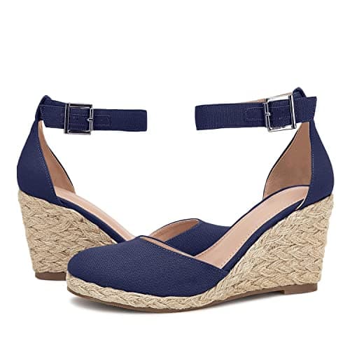 JeimPoey Womens Platform Espadrille Wedge Sandals with Ankle Strap