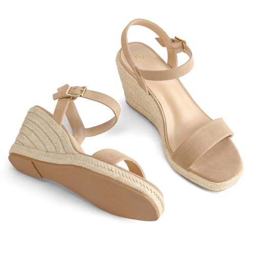 mysoft Women's Platform Espadrille Wedge SandalsCasual Summer Ankle Strap