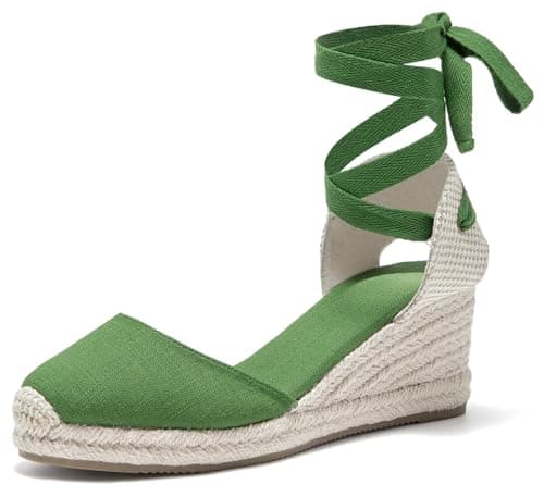 U-lite Womens Espadrille Wedge Sandals Ankle Strap Slingback