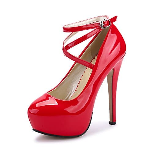 OCHENTA Women's Ankle Strap Platform High Heels Party Pumps