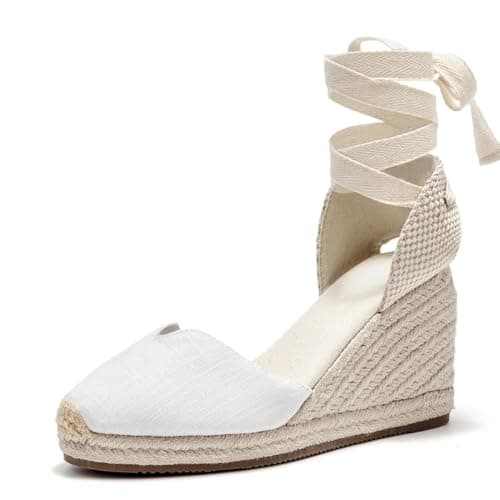 U-lite Womens Espadrille Wedge Sandals Ankle Strap Slingback