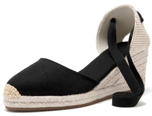 U-lite Womens Espadrille Wedge Sandals Ankle Strap Slingback