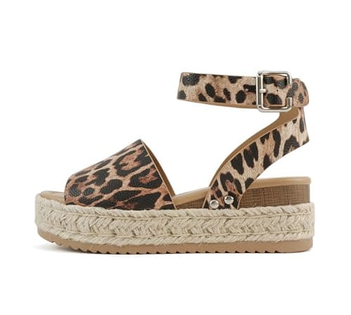 Soda Open Toe Buckle Ankle Strap Flatform Wedge Casual Espadrille Sandal